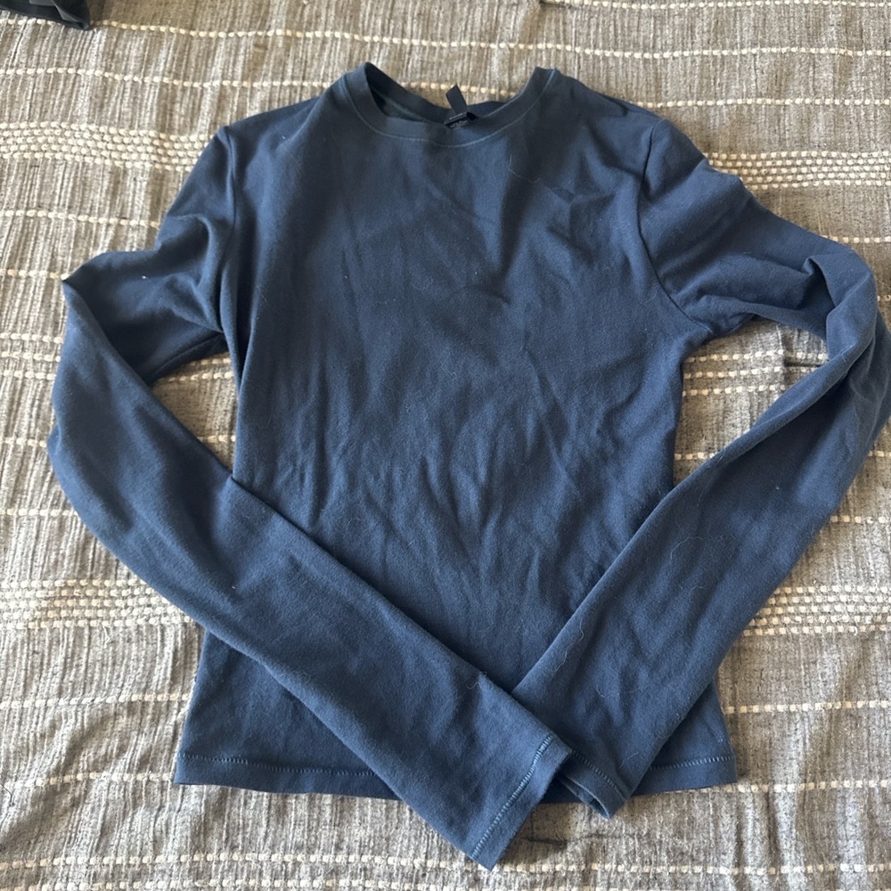 SKIMS Cotton Jersey Long Sleeve Tee – Navy